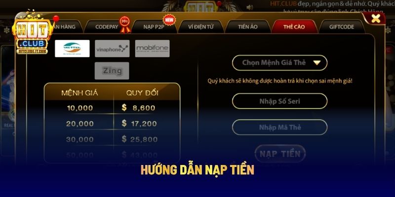 Nạp Tiền Hitclub: Các Bước Dễ Thực Hành Cho Người Chơi 3 Hướng dẫn nạp tiền